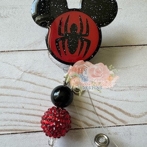 Spider-man Mickey head badge reel Disney inspired lanyard