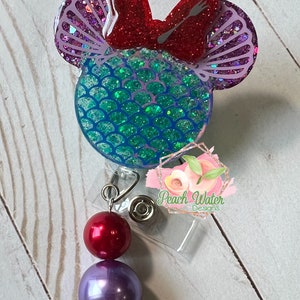 Meerjungfrau Maus Kopf Abzeichen Reel Lehrer Krankenschwester Lanyard Stil Clip