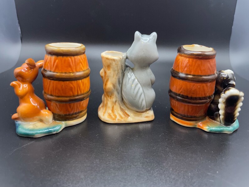 Bone China Toothpick Holders Vintage Japan Bunny Squirrel Skunk Etsy