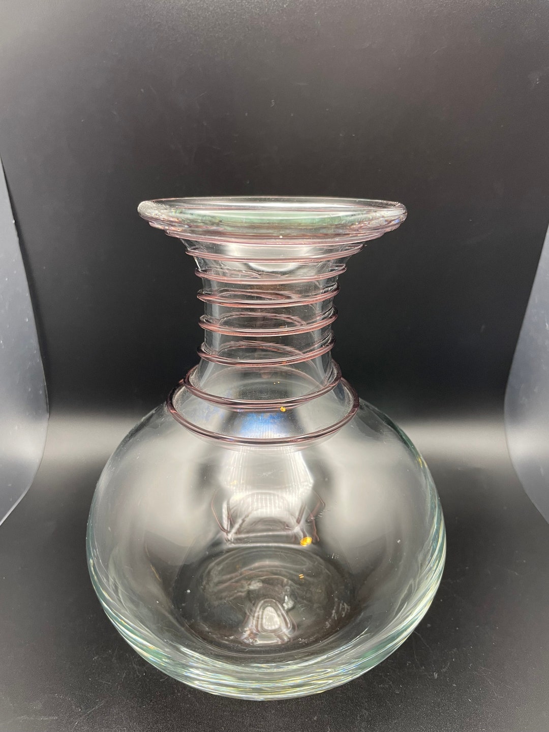 Blenko / 8318 / Vintage Vase / Applied Amethyst Swirl Etsy