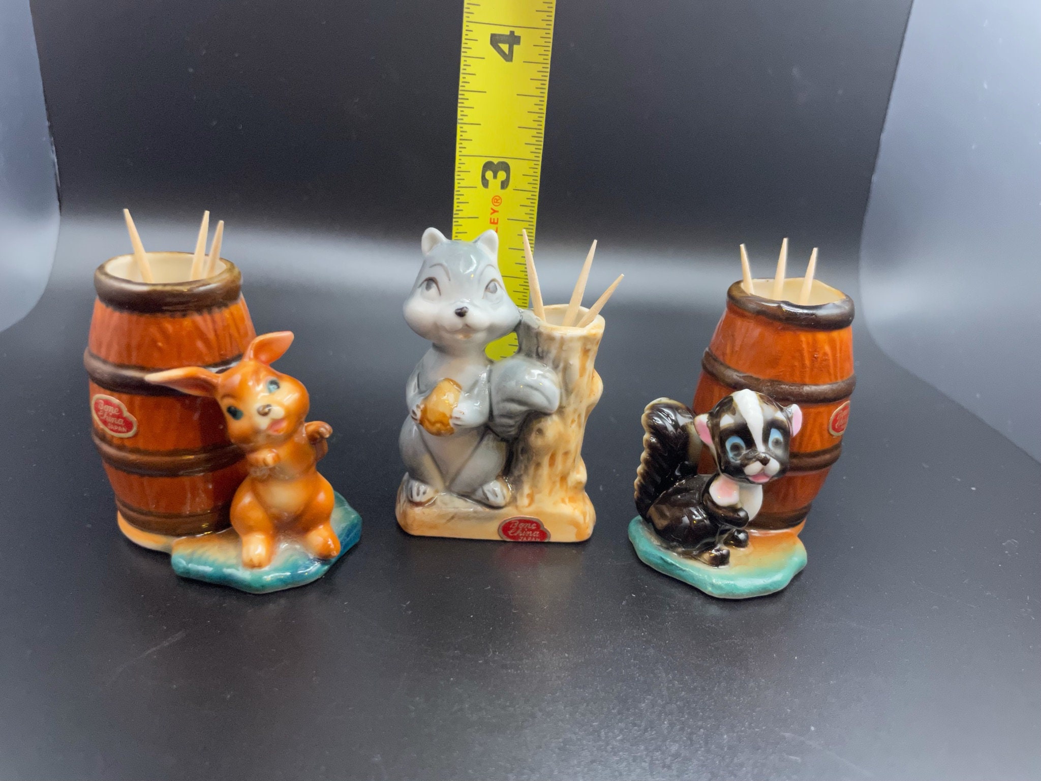 Bone China Toothpick Holders Vintage Japan Bunny Squirrel Skunk Etsy