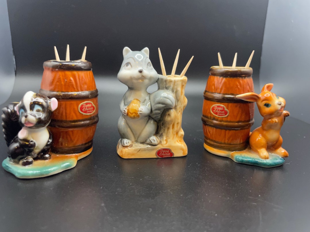 Bone China Toothpick Holders Vintage Japan Bunny Squirrel Skunk Etsy