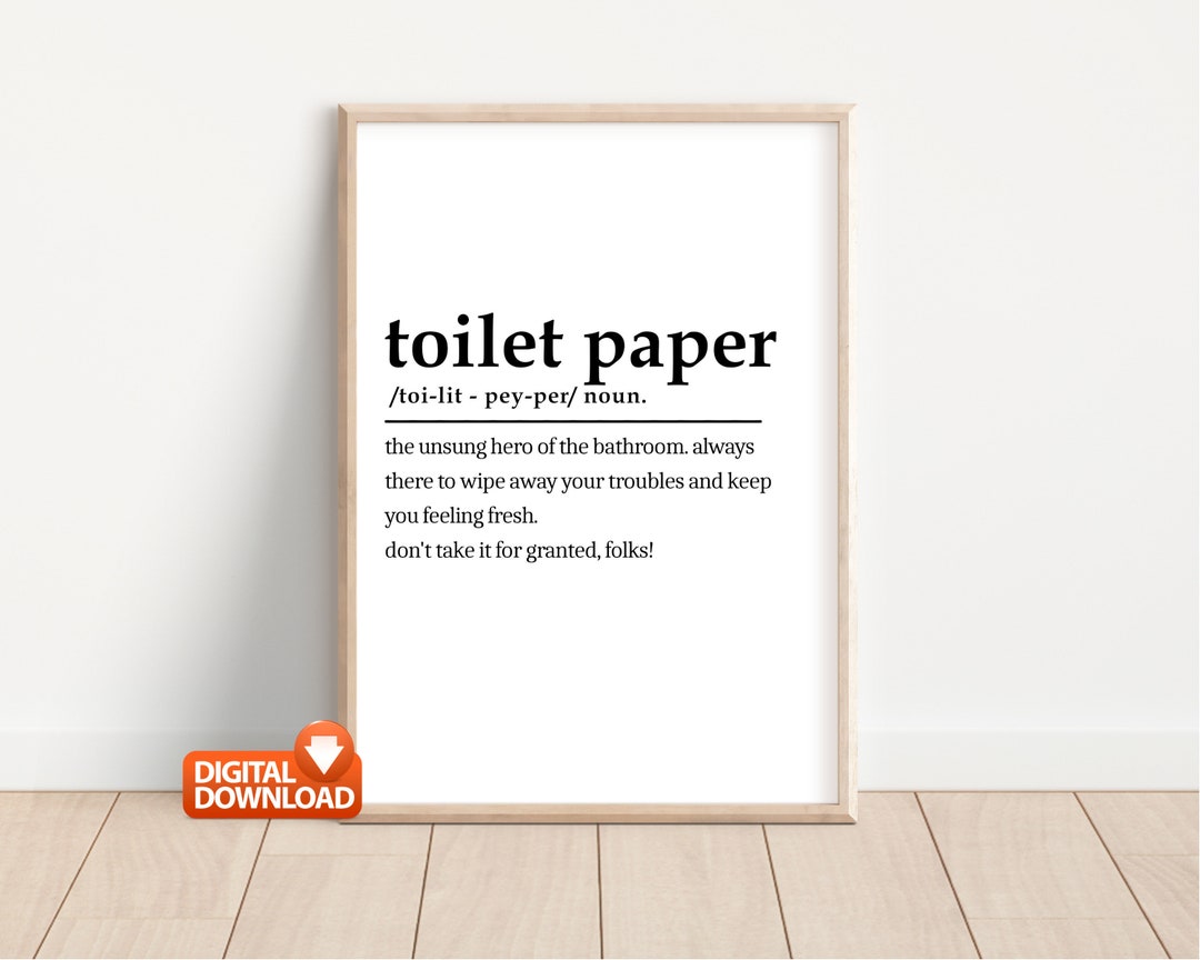 Toilet Paper Definition Print Bathroom Fun Print Instant Etsy