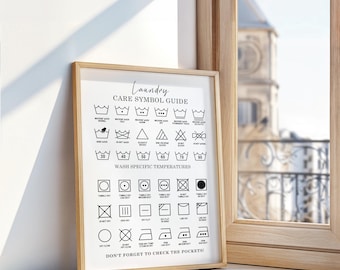 Impression artistique symboles d'entretien du linge, affiche du guide de lavage