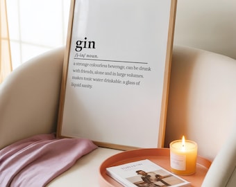 Gin Definition Print, Home Wall Art, A4 A5 PDF