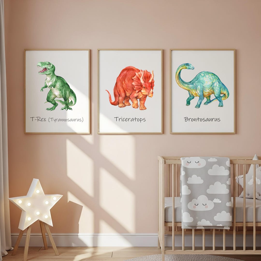 Dinosaur Wall Art Prints, Colourful Kids Room Decor A4 A5 PDF - Etsy ...