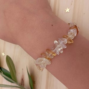 Natural citrine stone bracelet - Lithotherapy bracelet - Chip bracelet - Baroque bracelet - Children&#39;s bracelet - Women&#39;s-men&#39;s bracelet
