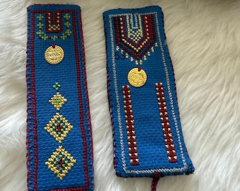 Handmade Tatreez embroidered bookmarks