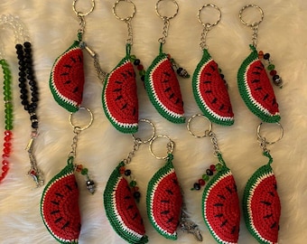Handmade Crochet Watermelon Keychains