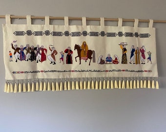 Palestinian Wedding Tatreez Scene - Hand Embroidery Piece