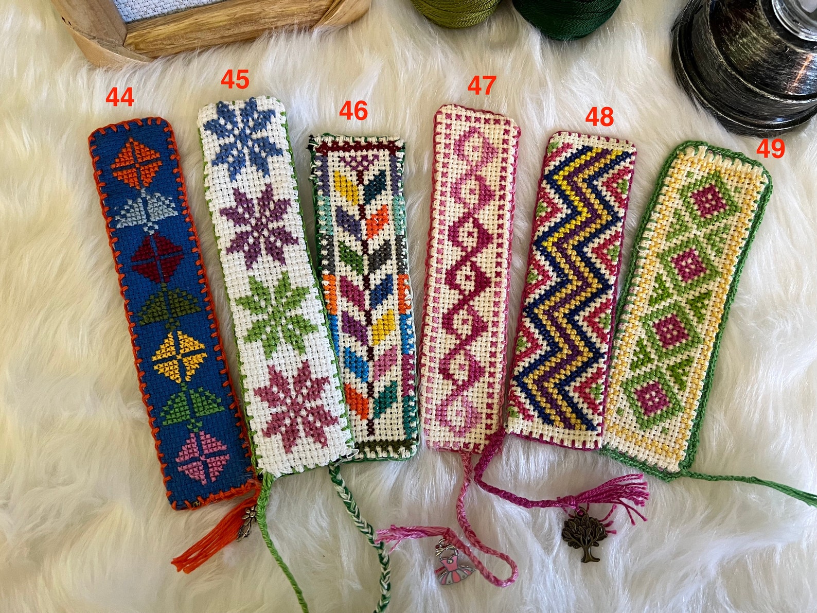 Handmade Embroidered Bookmarks Etsy