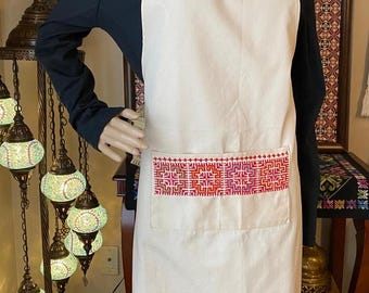 Aprons with handmade tatreez embroidery