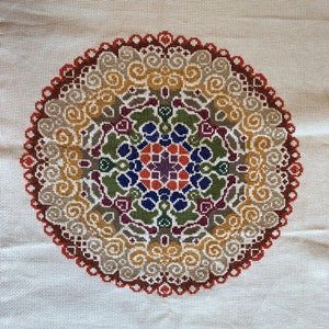 Handmade Circular Tatreez Pattern Embroidery