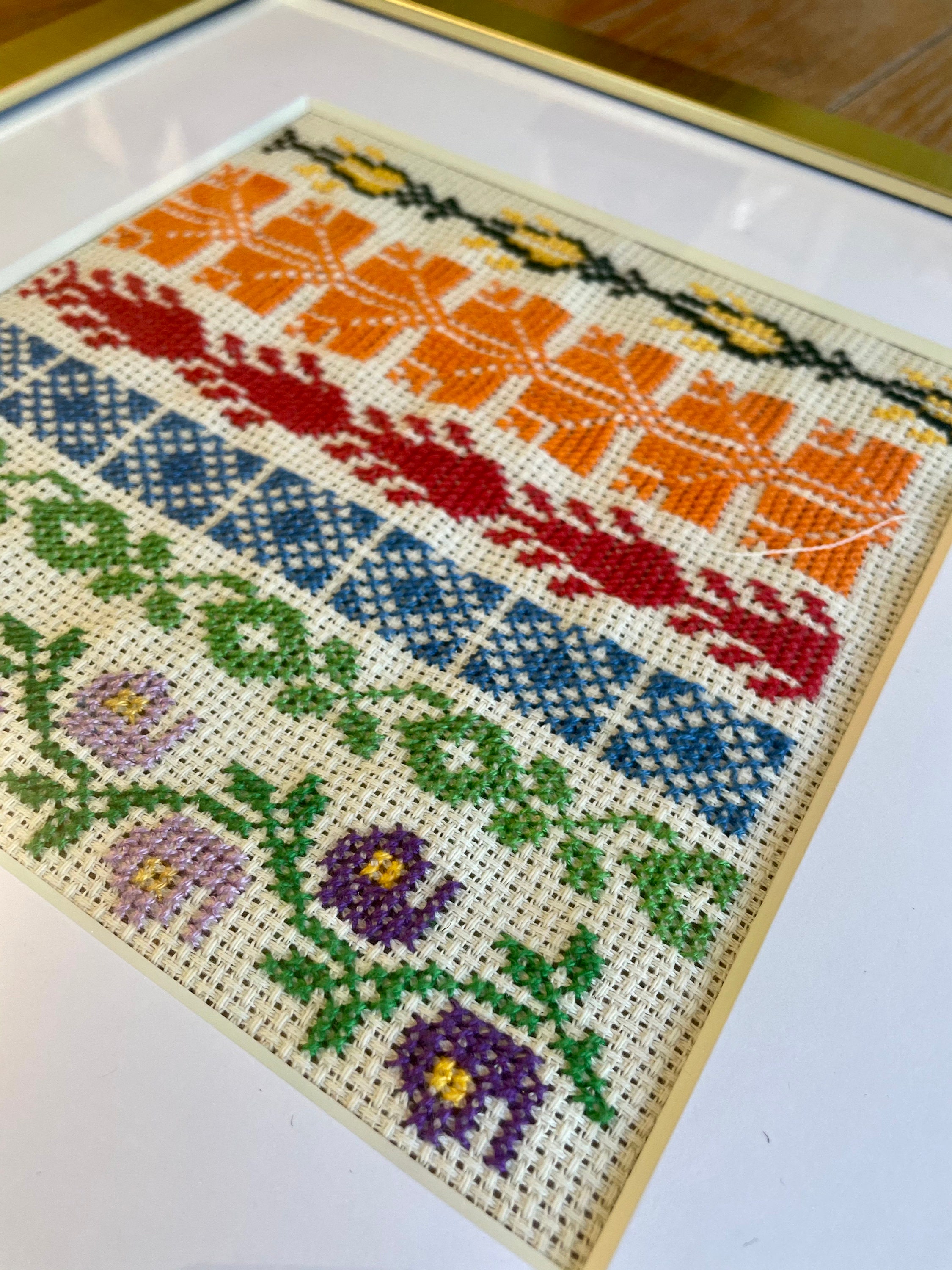 Framed Traditional Palestinian Tatreez Patterns Etsy