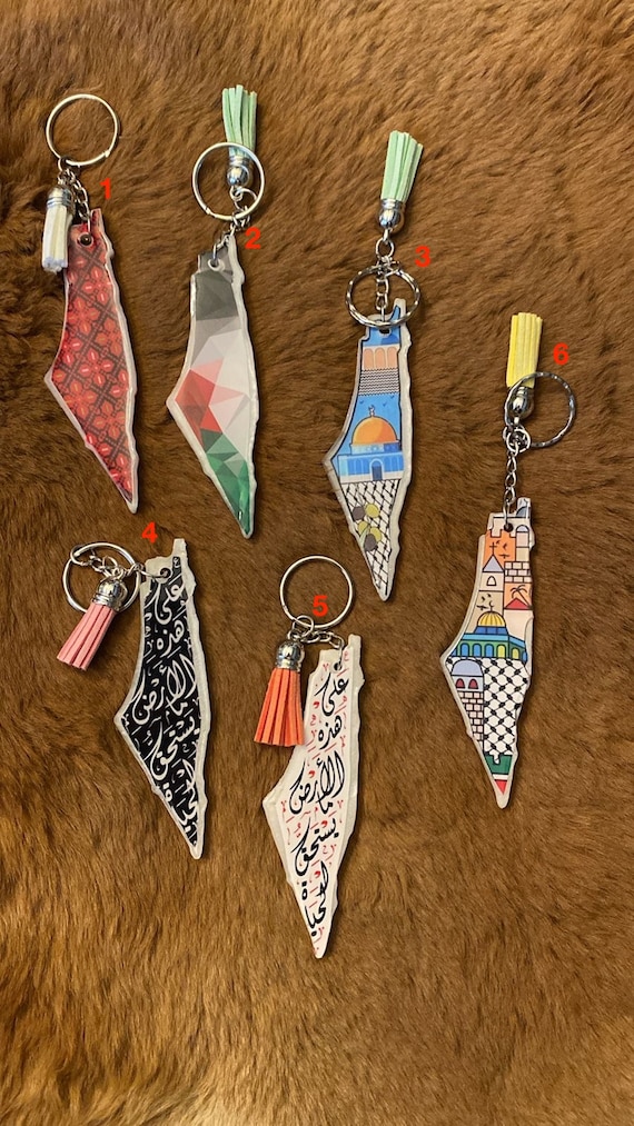 Resin Palestine Map Keychain
