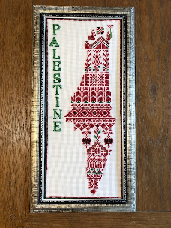 Handmade Traditional Tatreez Pattern - Palestinian Map
