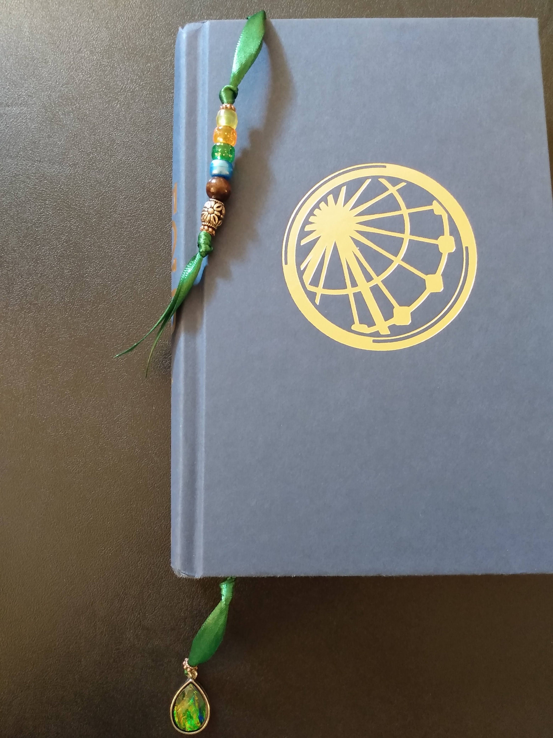 Satin Ribbon Bookmark Magical Pendant Green Ribbon Etsy