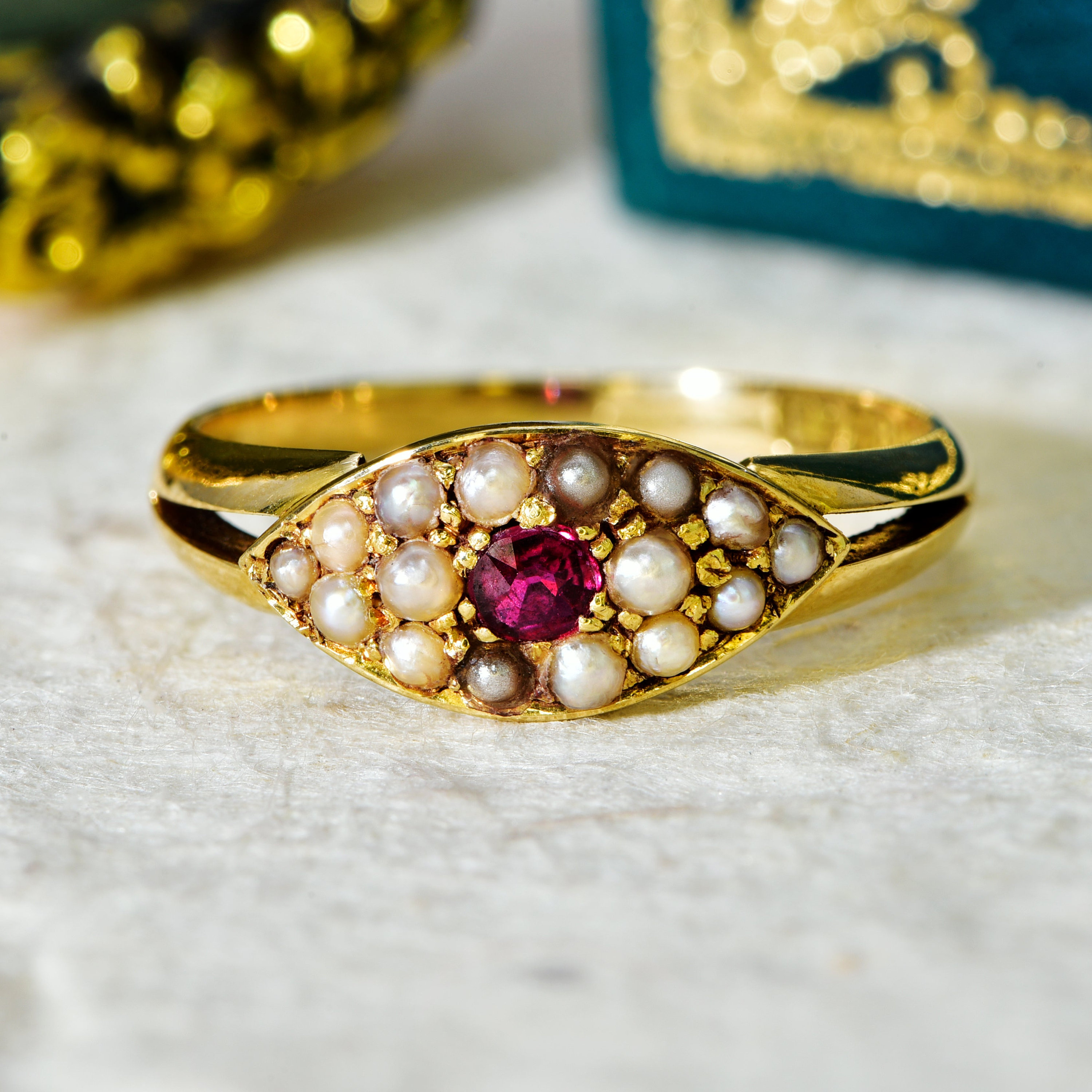 Ruby and pearl ring online