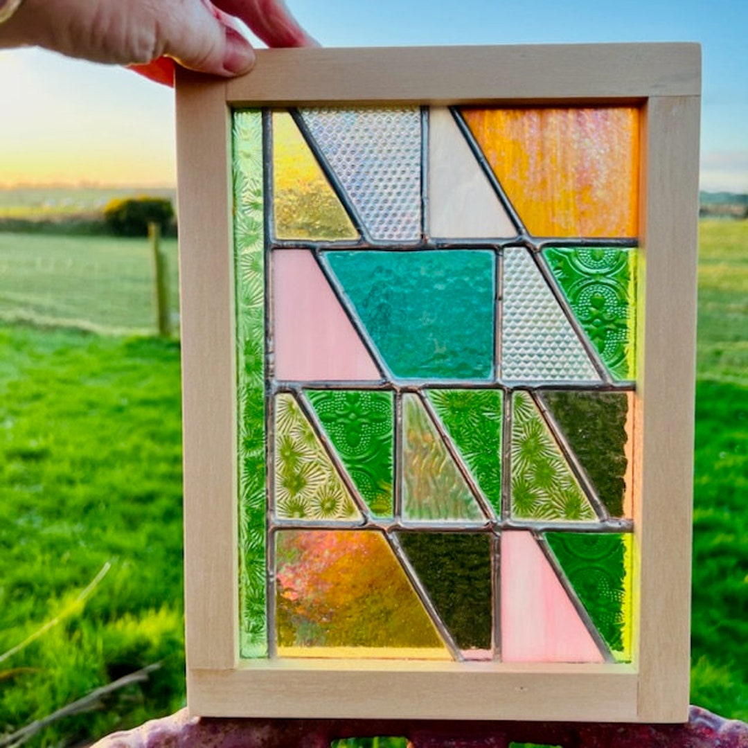 Mini Stained Glass Window Framed Stained Glass Window Panel Featuring