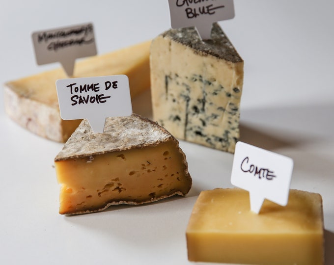 Cheese Signs: Food-Grade Plastic Labels, 100 Pack