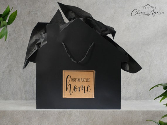 6 Luxury Black House Shaped Gift Bags - Housewarming Gift-Gift from Realtor- Closing Gift - Unique Closing Gifts  - Unique Gift Bags - BULK