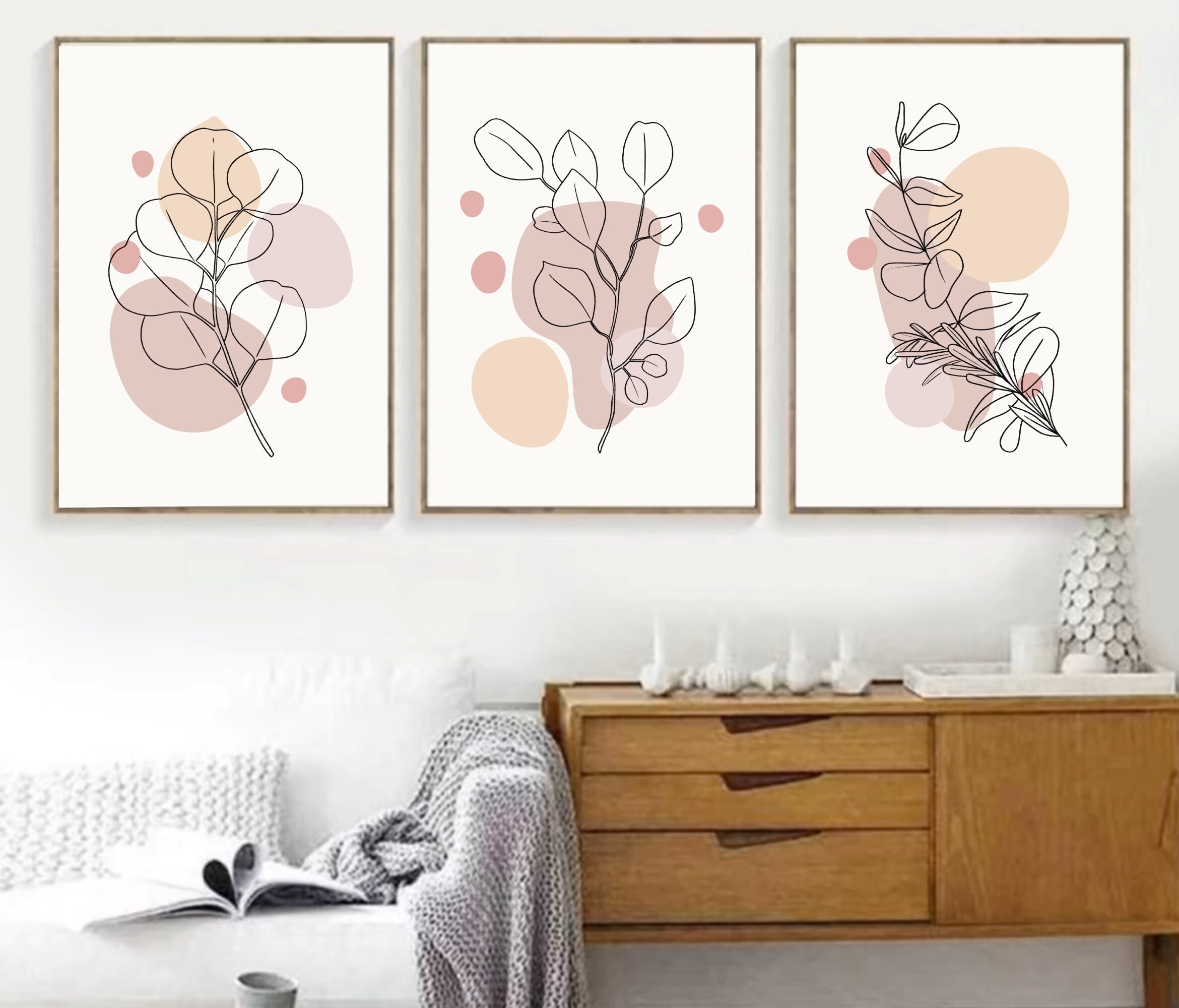 Boho Art Set Of 3 Prints Boho Wall Art Abstract Gallery Wall Etsy