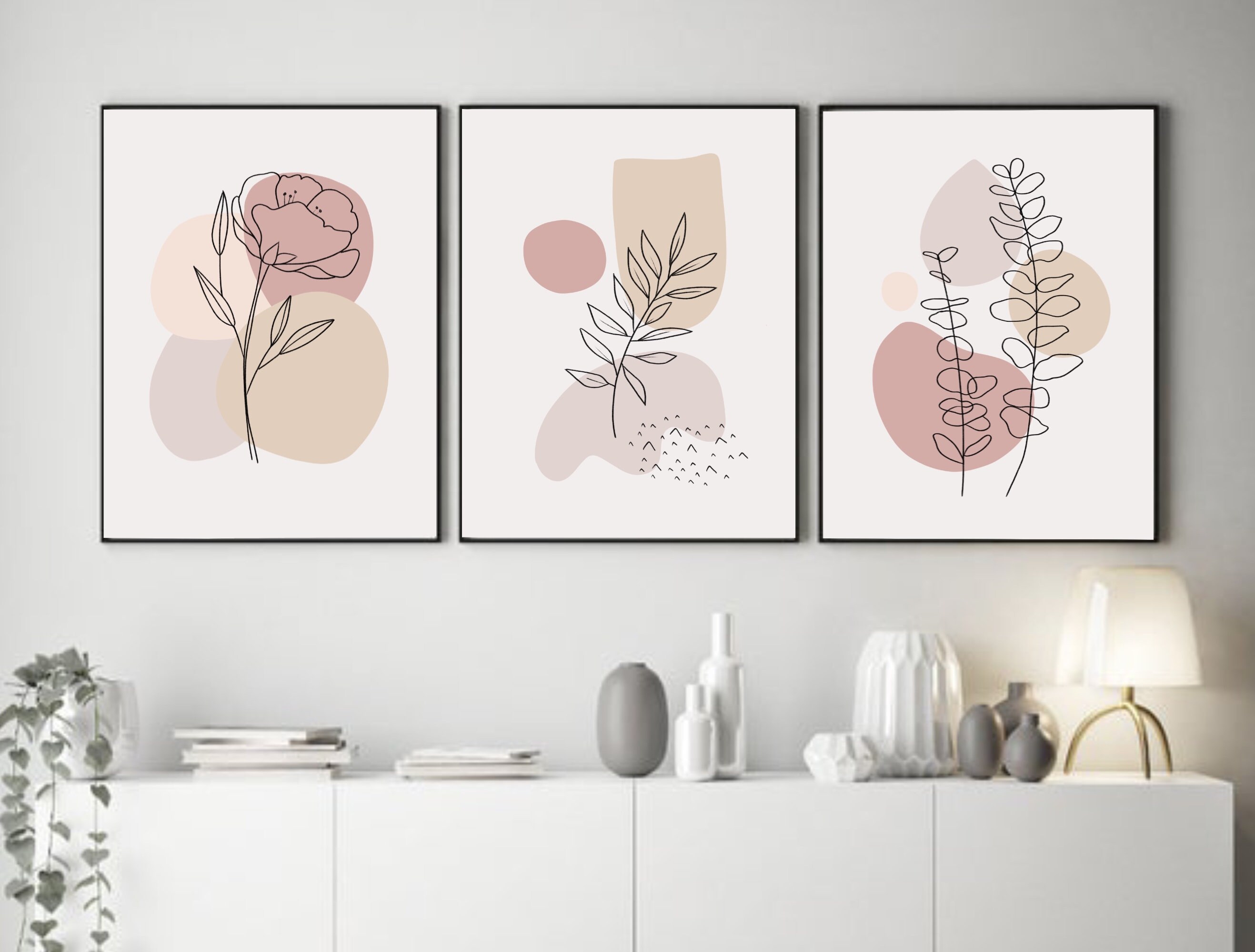 Boho Art Set of 3 Prints Boho Wall Art Abstract Gallery Wall | Etsy