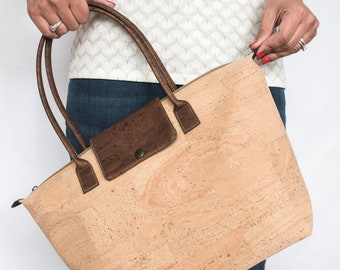 Vegan Bag Cork Leather | Eco Friendly Vegan Tote Bag | Vegan Christmas Gift | Vegan Shoulder Bag Women | Vegan Tote Handbag Women