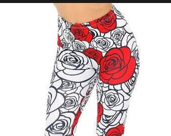 Women leggings red skull Rose Grid printed slim fitness legging S-4XL 3976 Women leggings red skull Rose Grid printed slim fitness legging S-4XL 3976