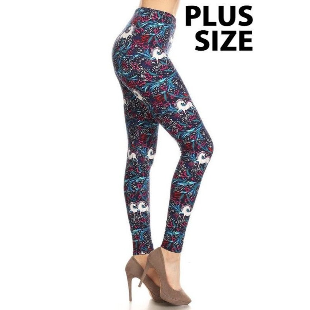 X plus Size 3X 5X Womens Multi color Print Leggings Skinny Full