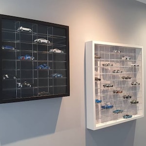 Display Case for Hot Wheels Cars, 1:64 Diecast Matchbox Cars Display Cabinet Organizer, Wall Shelf