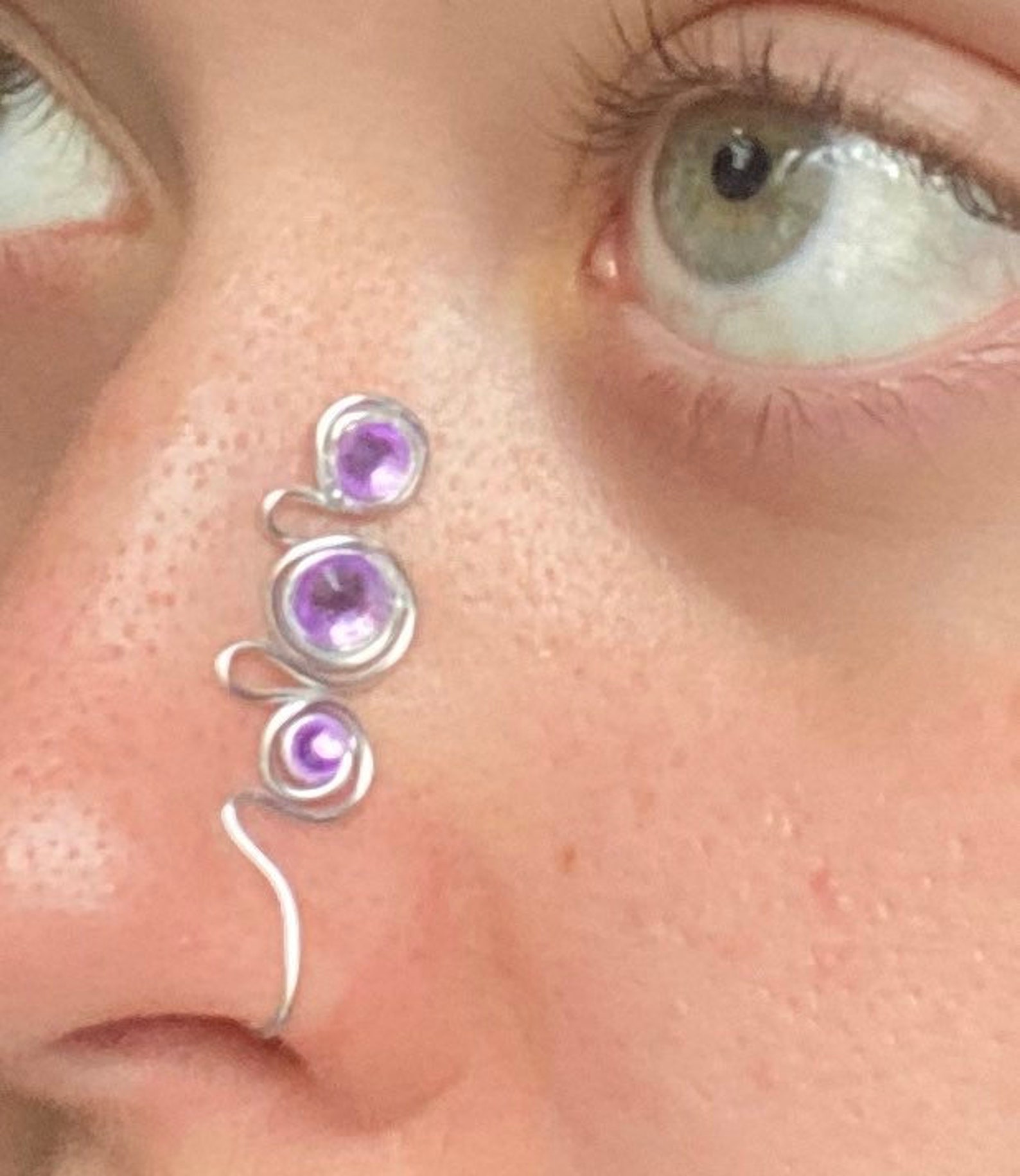 Nose cuffs. Sparkly beaded diamanté nose cuffs. fake nose Etsy