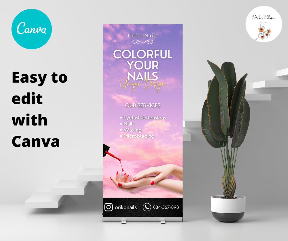 Retractable Banner Template Roll Up Banner Canva Beauty Etsy