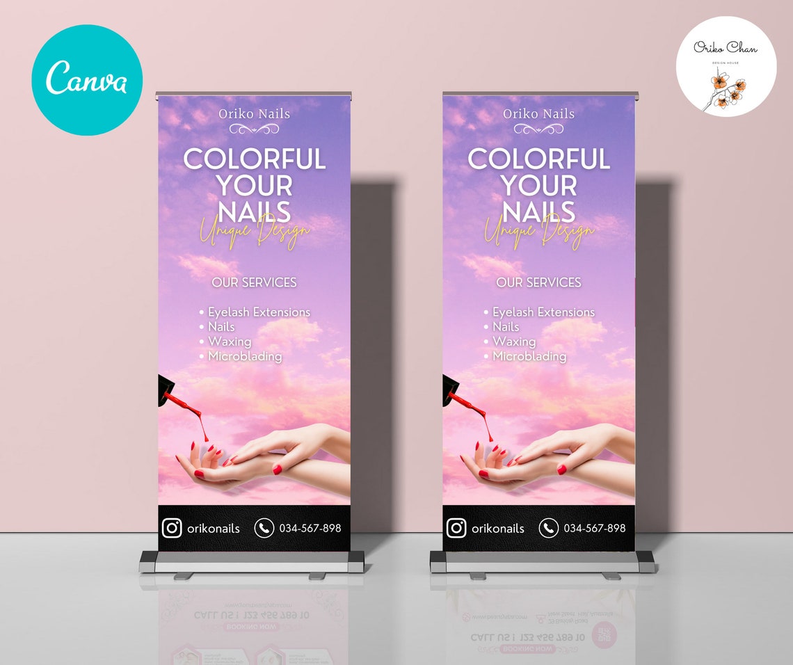 Retractable Banner Template Roll Up Banner Canva Beauty Etsy