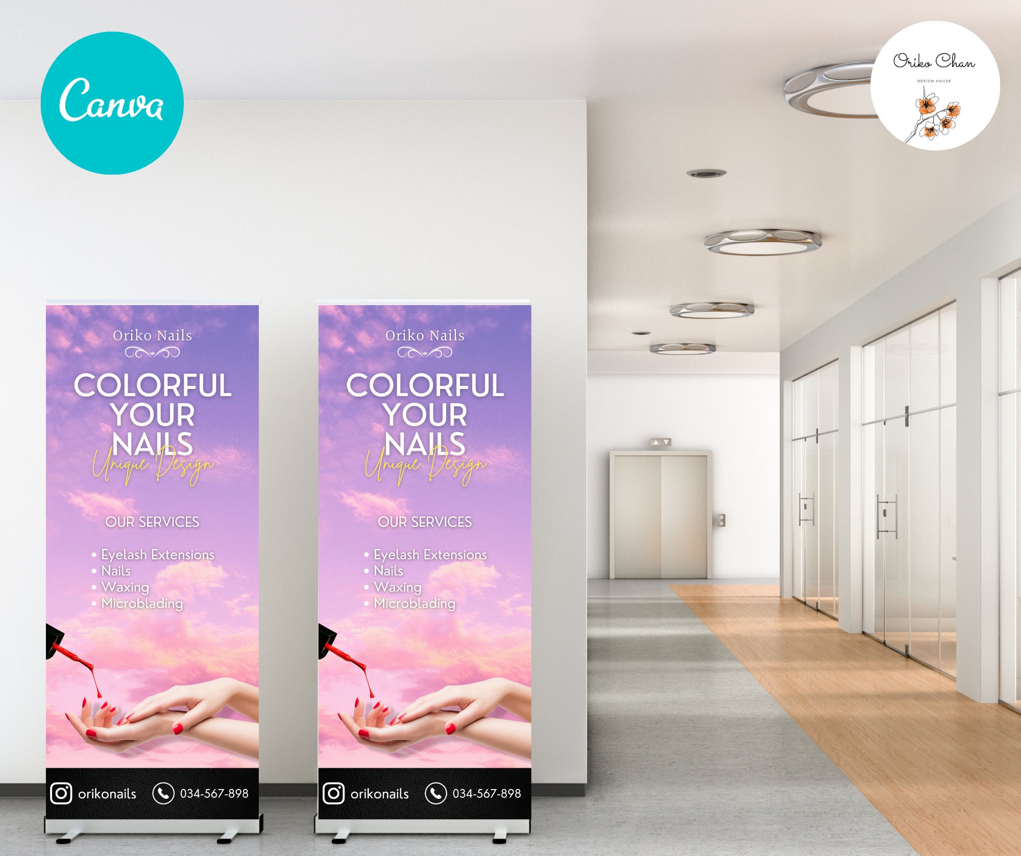 Retractable Banner Template Roll Up Banner Canva Beauty Etsy