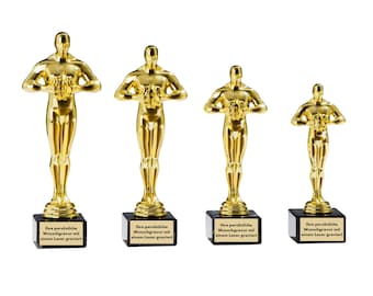 Siegerfigur mit individueller Gravur | Gold | Siegerfigur in 4 Größen | Mitarbeiter Geburtstag Abschied Ehrung Geschenk Award Auszeichnung