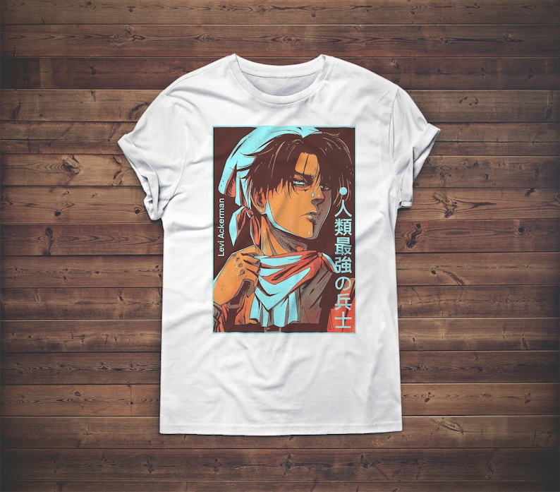 AOT Levi T-shirt Anime Manga Eren Mikasa Ackerman Japan Unisex Gift Tee image 1