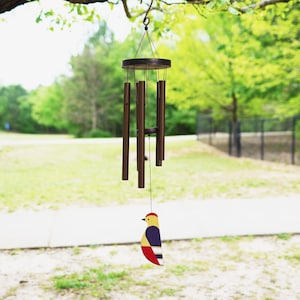 36&quot; Woodpecker Wind Chime: Deep Brown Garden Decor