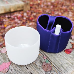 440Hz 8inch E note clear white crystal singing bowl with purple bag free suede mallet and rubber O-ring