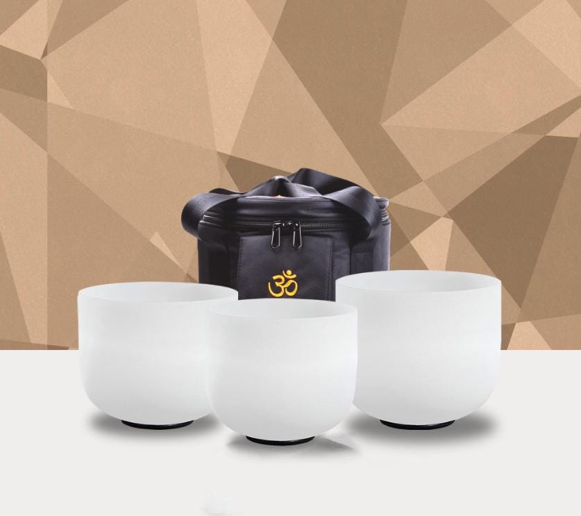 432Hz クリスタルシンギングボウルセット：7インチ、8インチ、9インチ