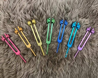 7pcs Metal Tuning Forks + 7 soft bags + mallet SET Sound Healing Relaxation of the mind meditation tools