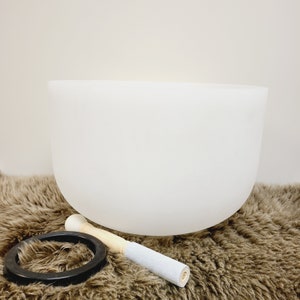 18inch clear white crystal singing bowl with free mallet and rubber O-ring