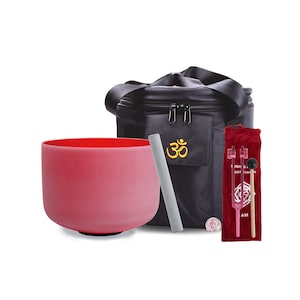 10 inch C Note Red Crystal Singing Bowl: Root Chakra, Mallet & Bag