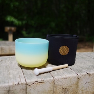 440Hz 8inch E Note Frosted Crystal Singing Bowl: Solar Plexus Chakra