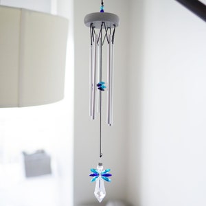 18&quot; Blue Angel Pendant Wind Chimes Meditation Crystal Suncatcher Crystal Prism for window