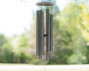 45inch Metal Wind Chimes Silver Black Color for outdoors Deep Tone meditation Memorial Gifts
