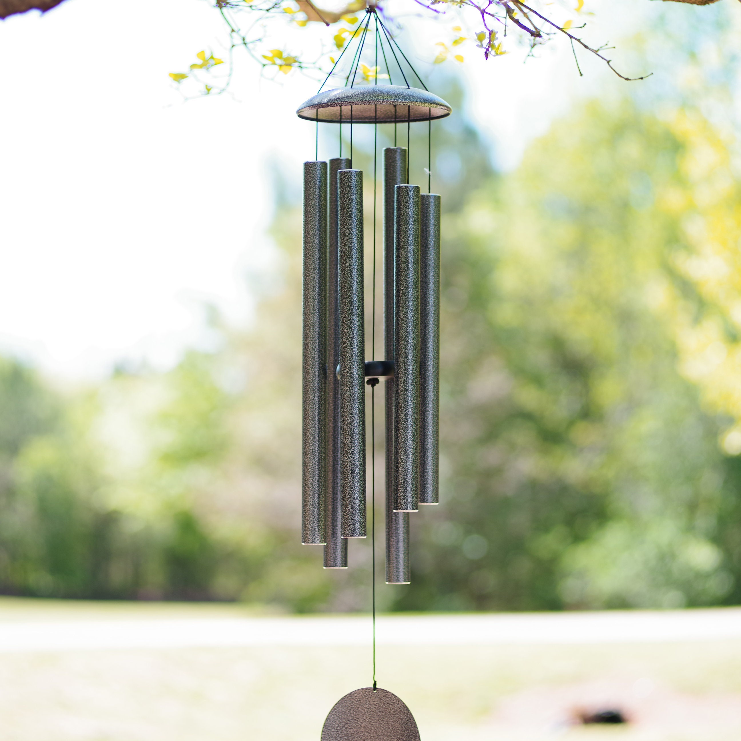 45inch Metal Wind Chimes Silver Black Color for Outdoors Deep Tone