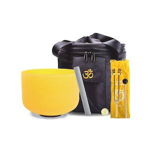 10inch Perfect Pitch E Note SOLAR PLEXUS Chakra Yellow Crystal Singing Bowl with bag, mallet and O-ring Discount option to add a tuning fork
