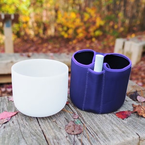 440Hz 7inch A note clear white crystal singing bowl with purple bag free suede mallet and rubber O-ring