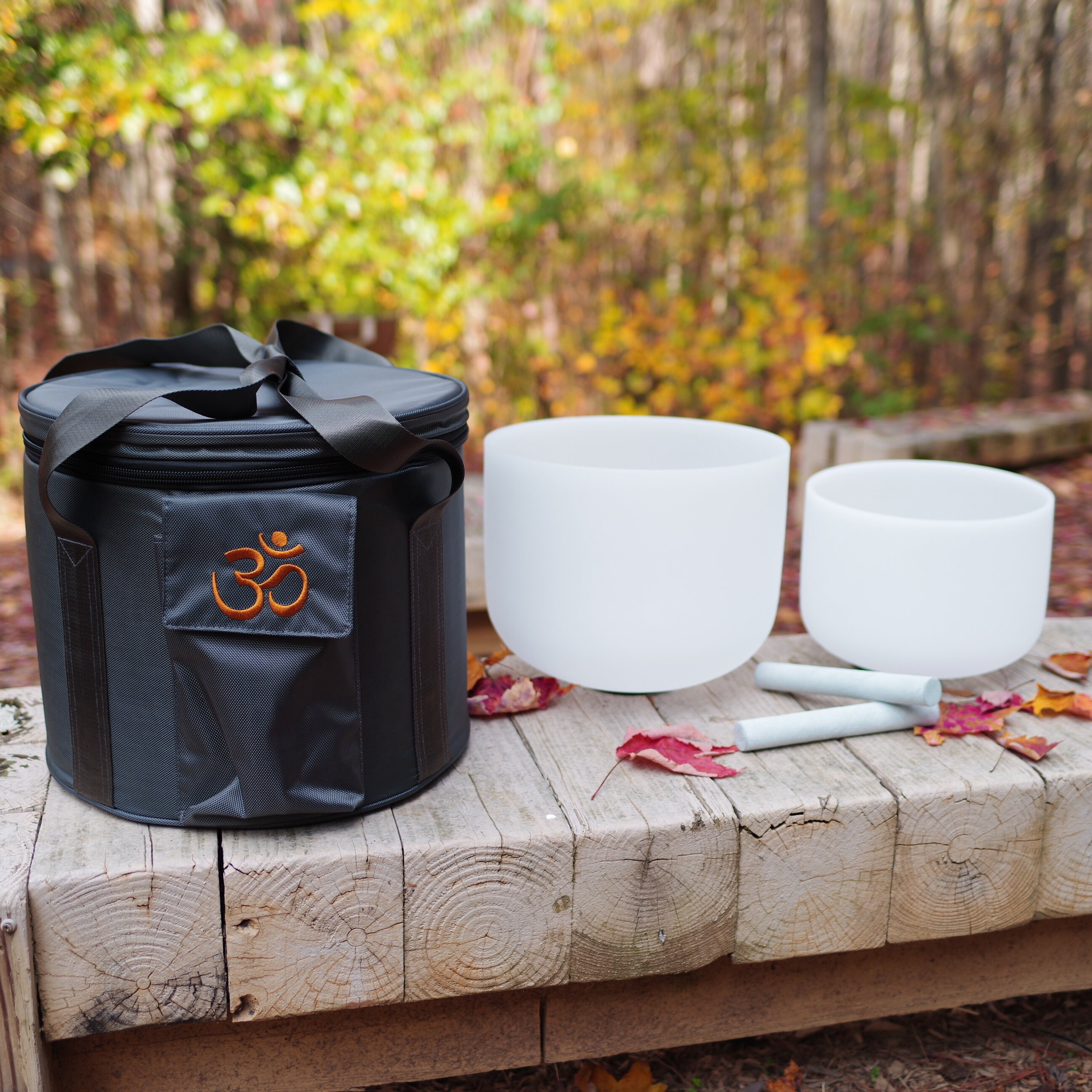 クリスタルシンギングボウルセット：9インチ + 11インチ、マレットと